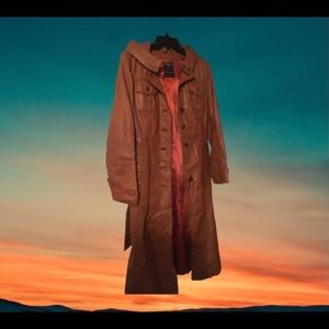 Junior Misses Vintage International P.B.D. Leather/Suede Hooded Coat